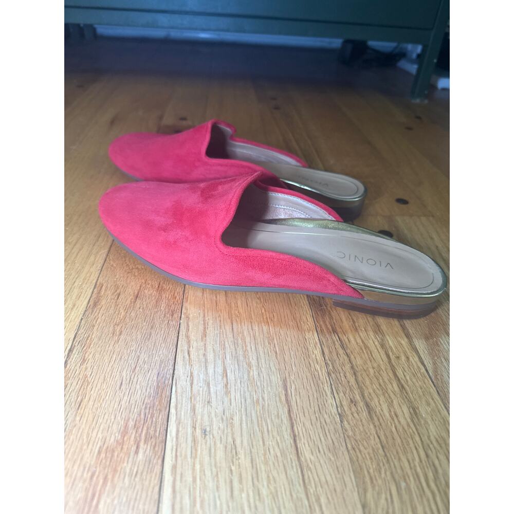 Vionic Willa Mule Loafers Red Suede Slip On Comfort Shoes Womens 6.5 - Picture 4 of 8